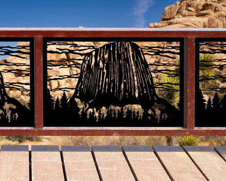 80"x30" - Devils Tower National Monument Fence/Gate Panel Insert - Madison Iron and Wood
