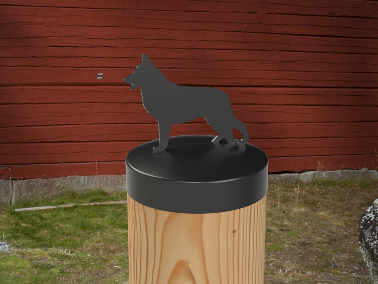 German Shepherd, Round Post Cap (4x4 Round Post Size) - Madison Iron and Wood