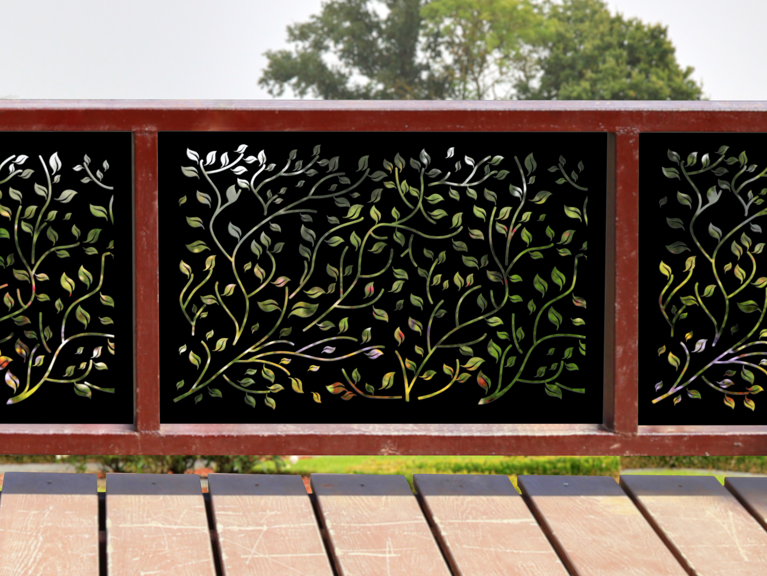 80"x30" - Wind Blown Leaves Fence/Gate Panel Insert - Madison Iron and Wood