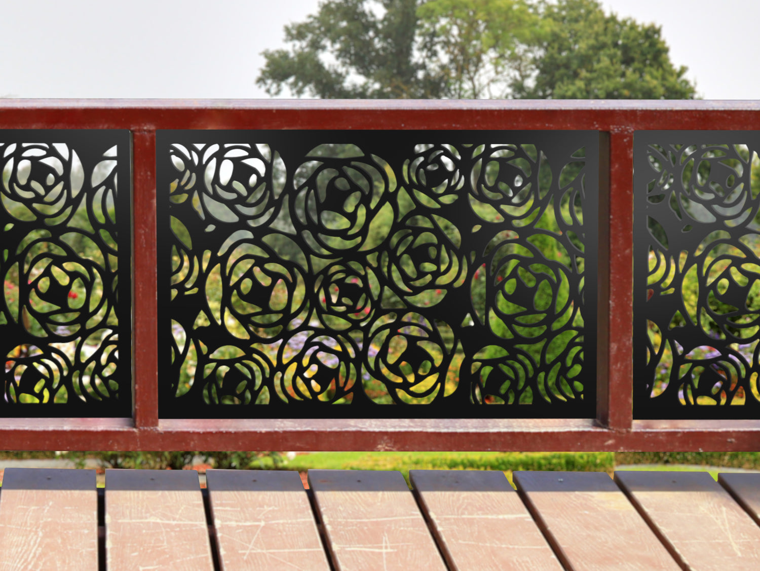 80"x30" - Rose Bush Fence/Gate Panel Insert - Madison Iron and Wood