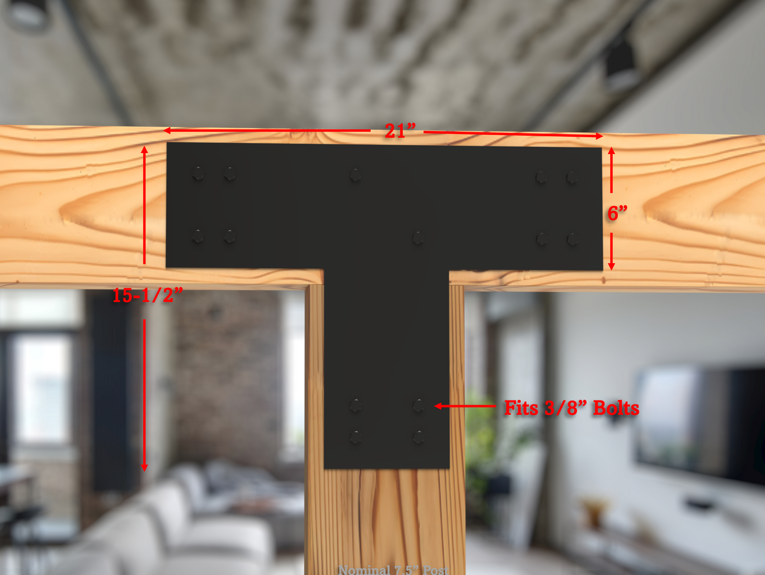 Industrial Style Brackets for 8x8 Dimensional Lumber - Madison Iron and Wood