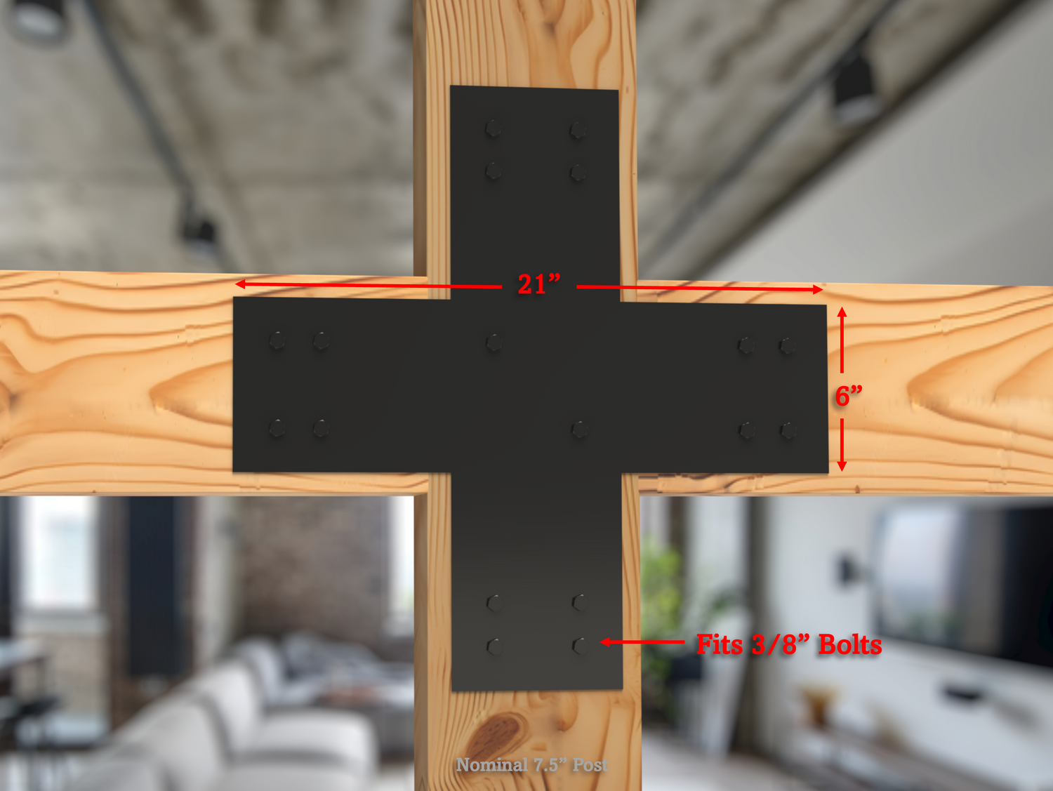 Industrial Style Brackets for 8x8 Dimensional Lumber - Madison Iron and Wood