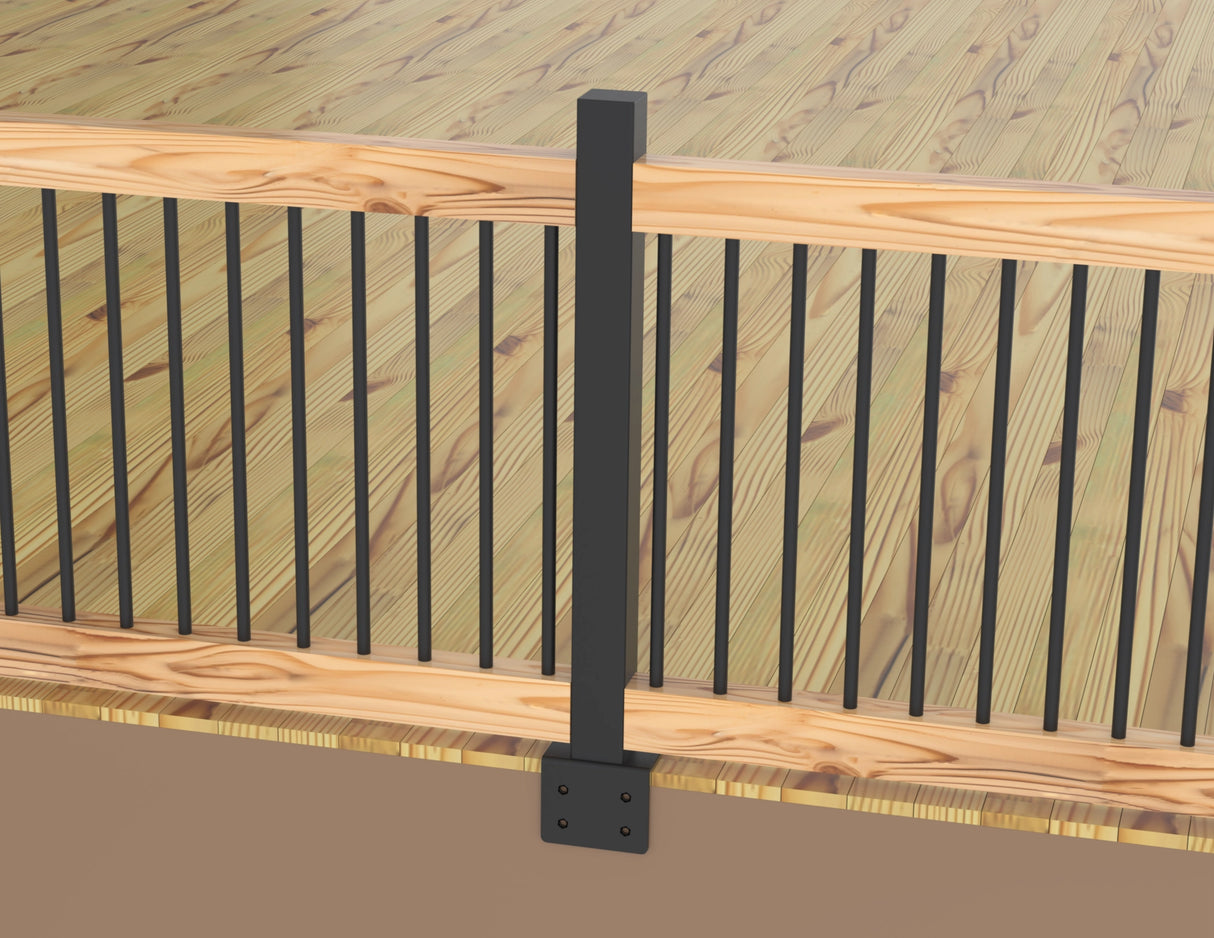 Metal Face Mounted Fence Post - Railing Post - Madison Iron and Wood