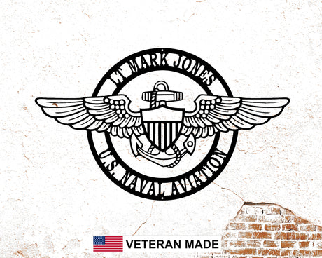 Naval Aviation Personalized Round Metal Sign - Madison Iron and Wood