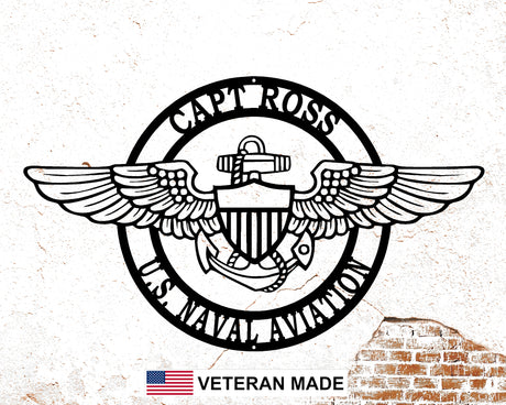 Naval Aviation Personalized Round Metal Sign - Madison Iron and Wood