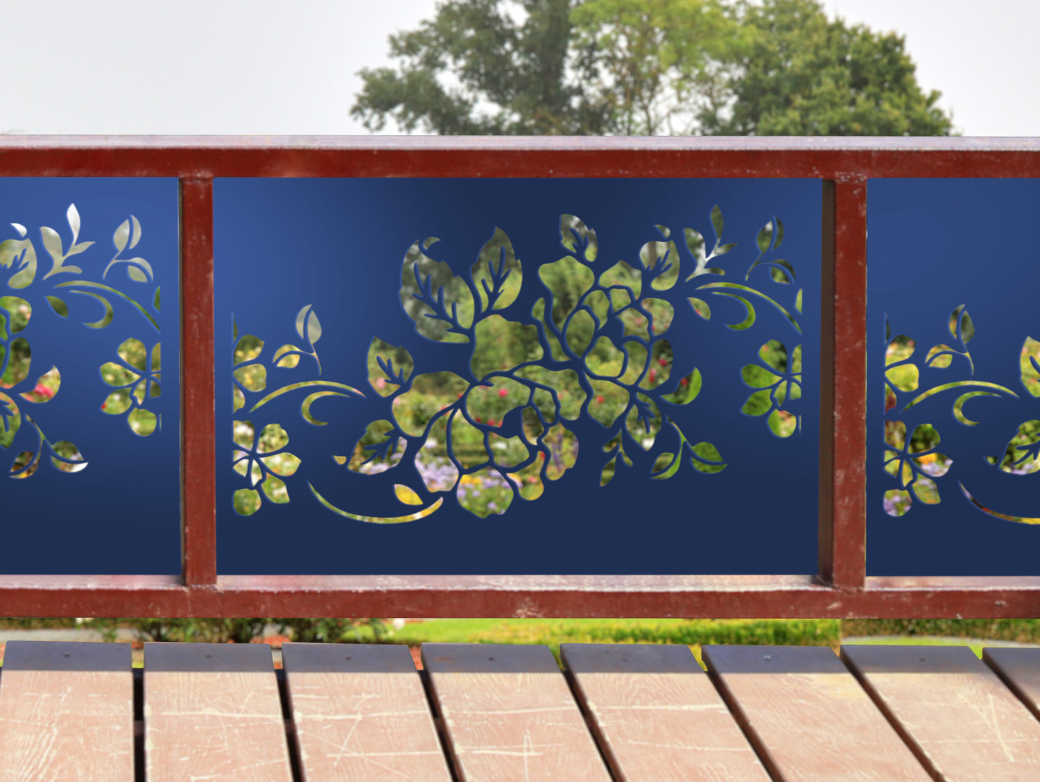 80"x30" - Floral Design Metal Fence/Gate Panel Insert - Madison Iron and Wood