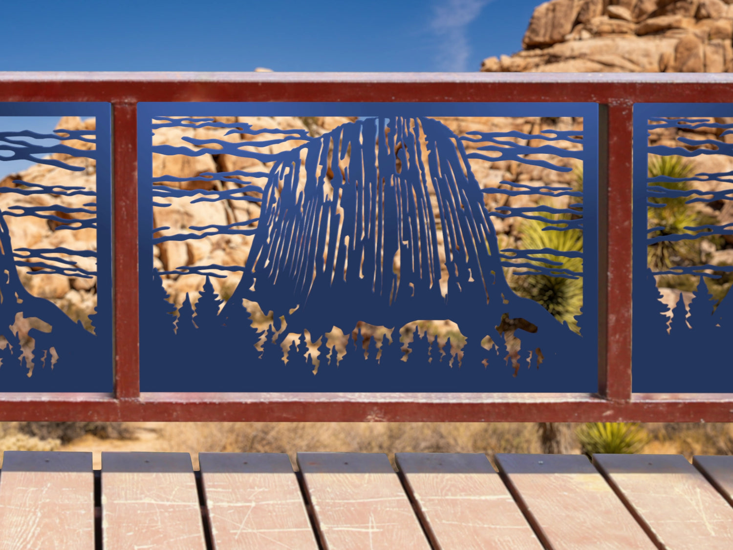 80"x30" - Devils Tower National Monument Fence/Gate Panel Insert - Madison Iron and Wood