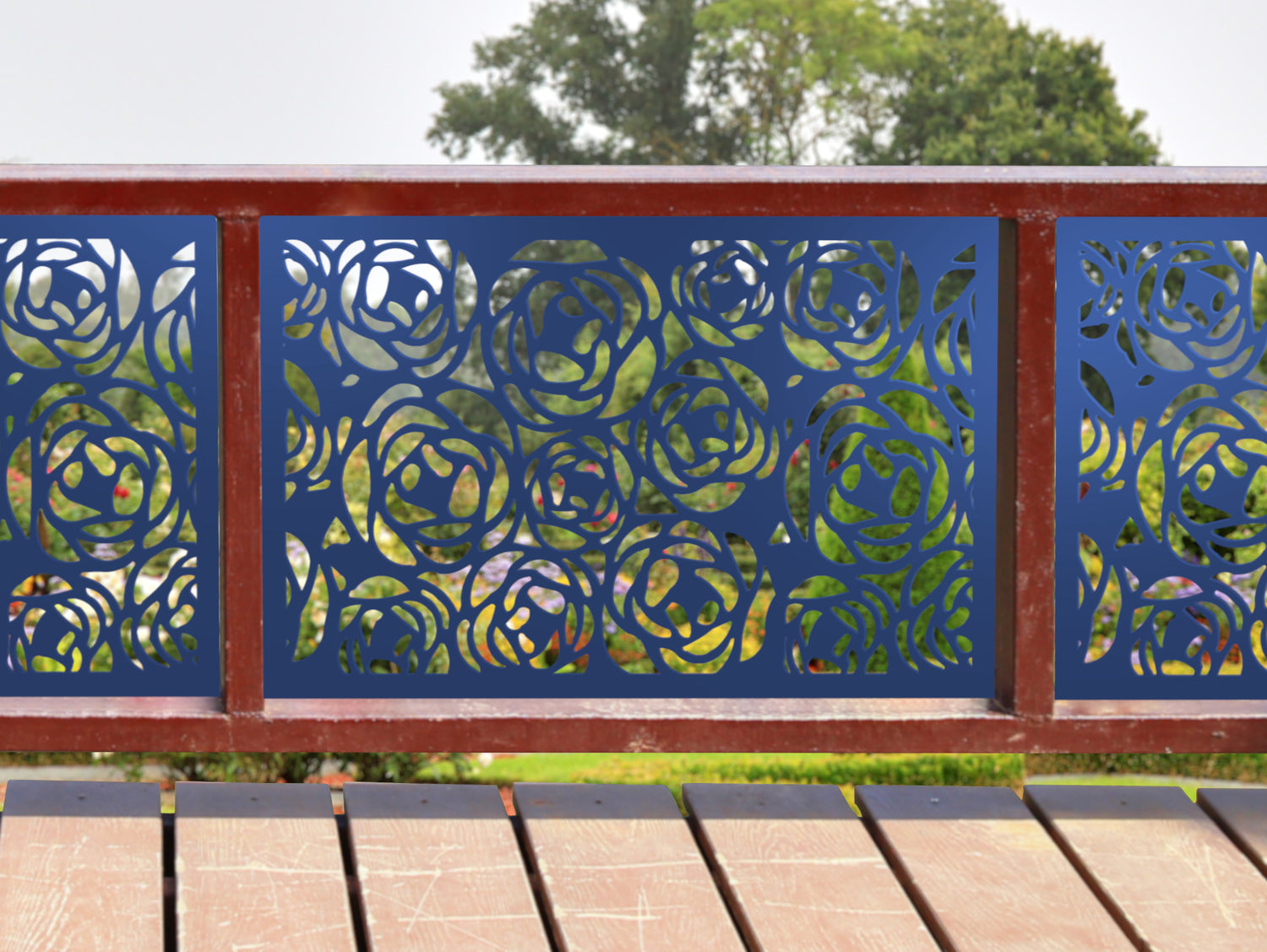 80"x30" - Rose Bush Fence/Gate Panel Insert - Madison Iron and Wood