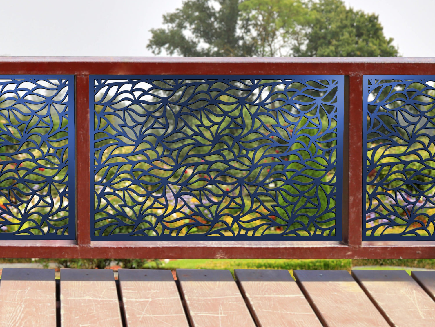 80"x30" - Garden Leaves Fence/Gate Panel Insert - Madison Iron and Wood