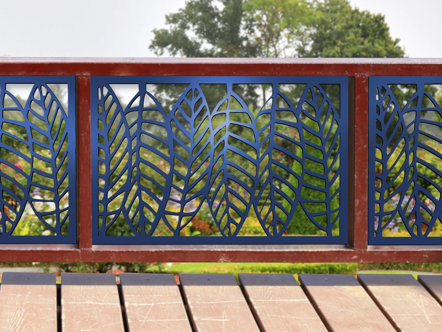 80"x30" - Modern Style Leaves Fence/Gate Panel Insert - Madison Iron and Wood