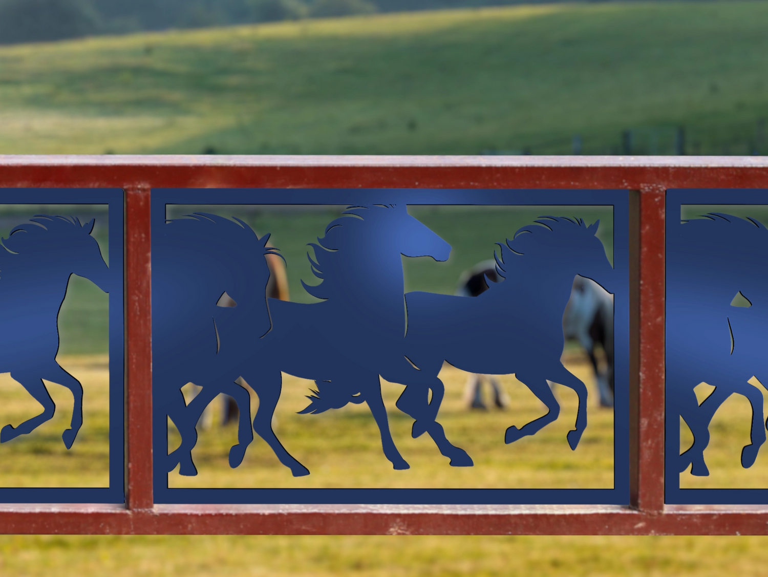 80"x30" - Horses Running Fence/Gate Panel Insert - Madison Iron and Wood