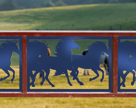 80"x30" - Horses Running Fence/Gate Panel Insert - Madison Iron and Wood