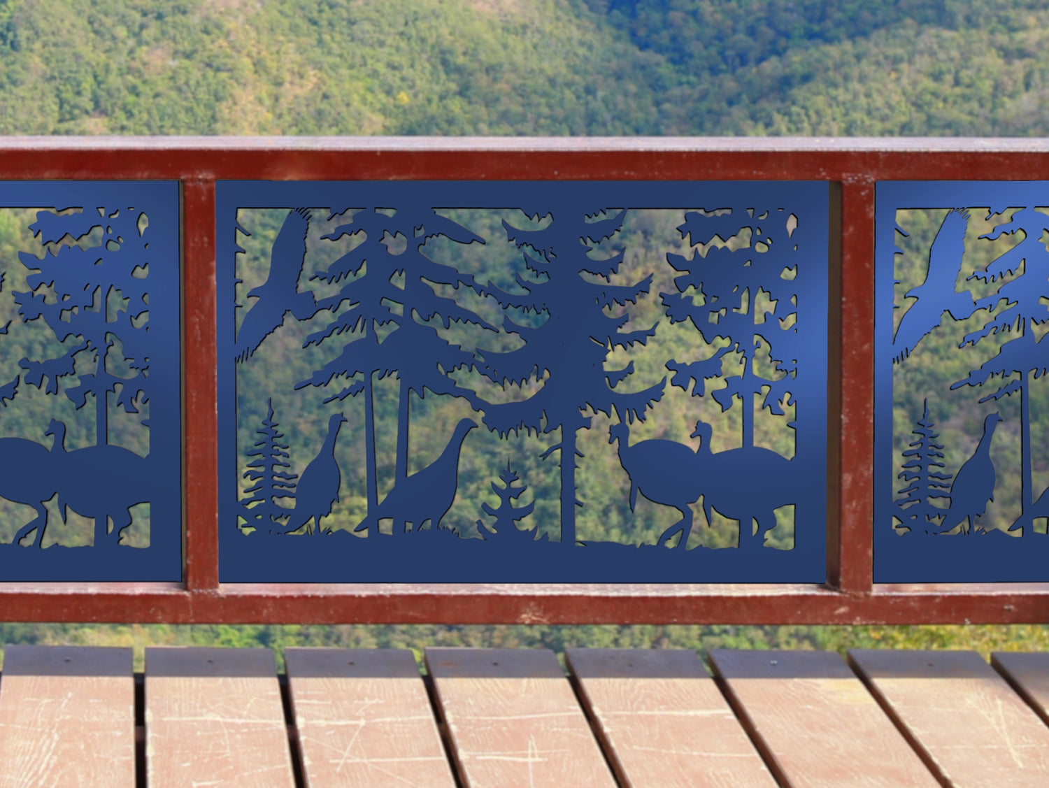 80"x30" - Turkey Scene Fence/Gate Panel Insert - Madison Iron and Wood