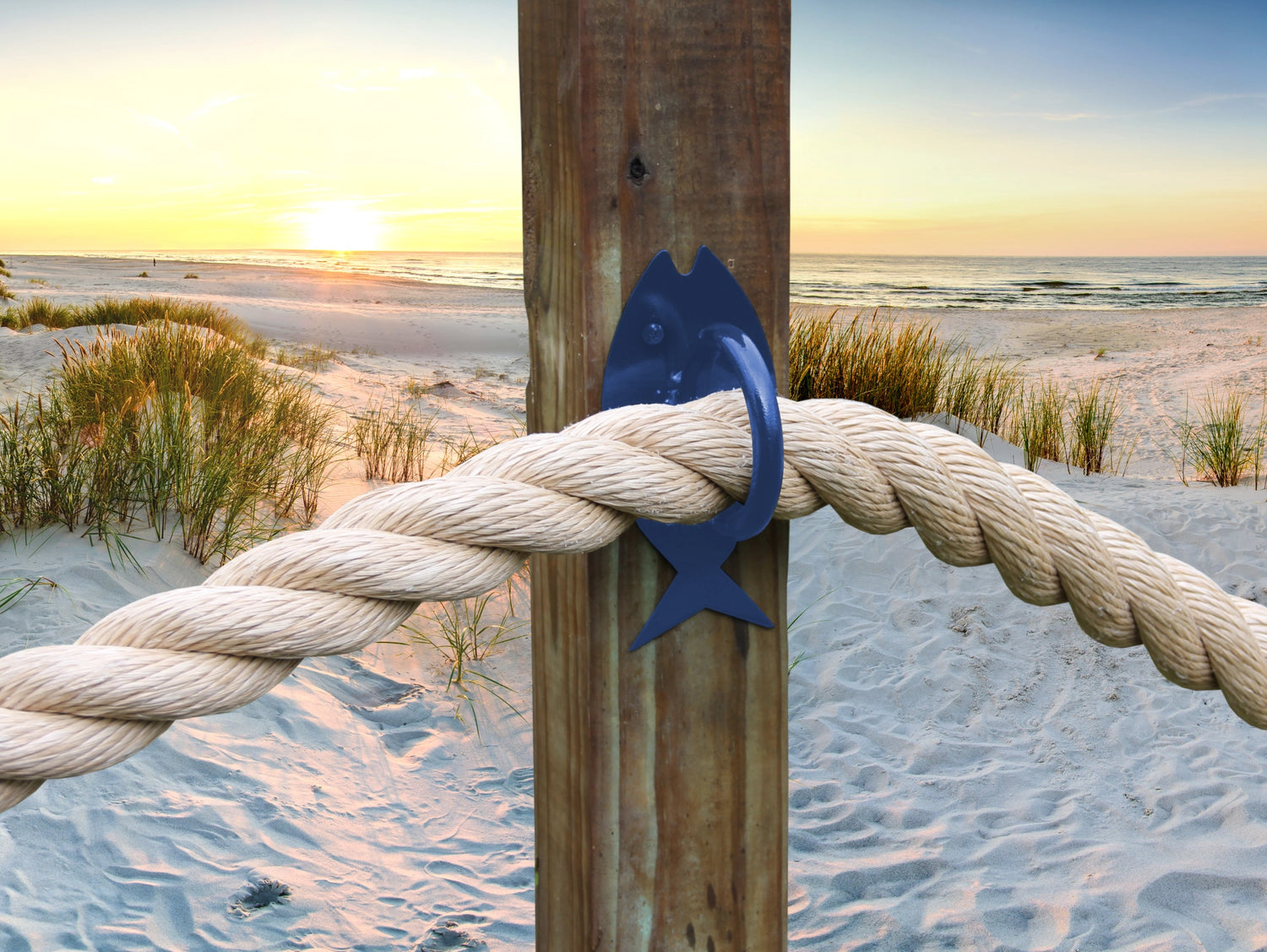 Fish Nautical Rope Ring, Light Strand Holder (3 sizes available) - Madison Iron and Wood