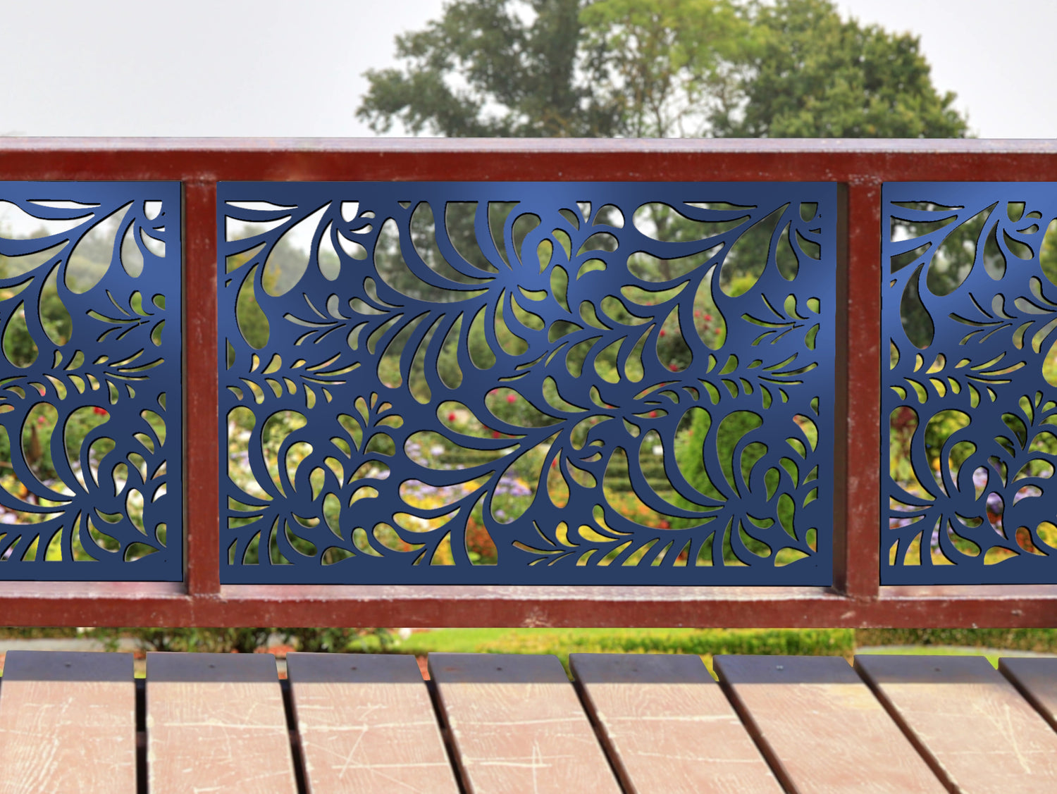 80"x30" - Budding Leaf Pattern Fence/Gate Panel Insert - Madison Iron and Wood
