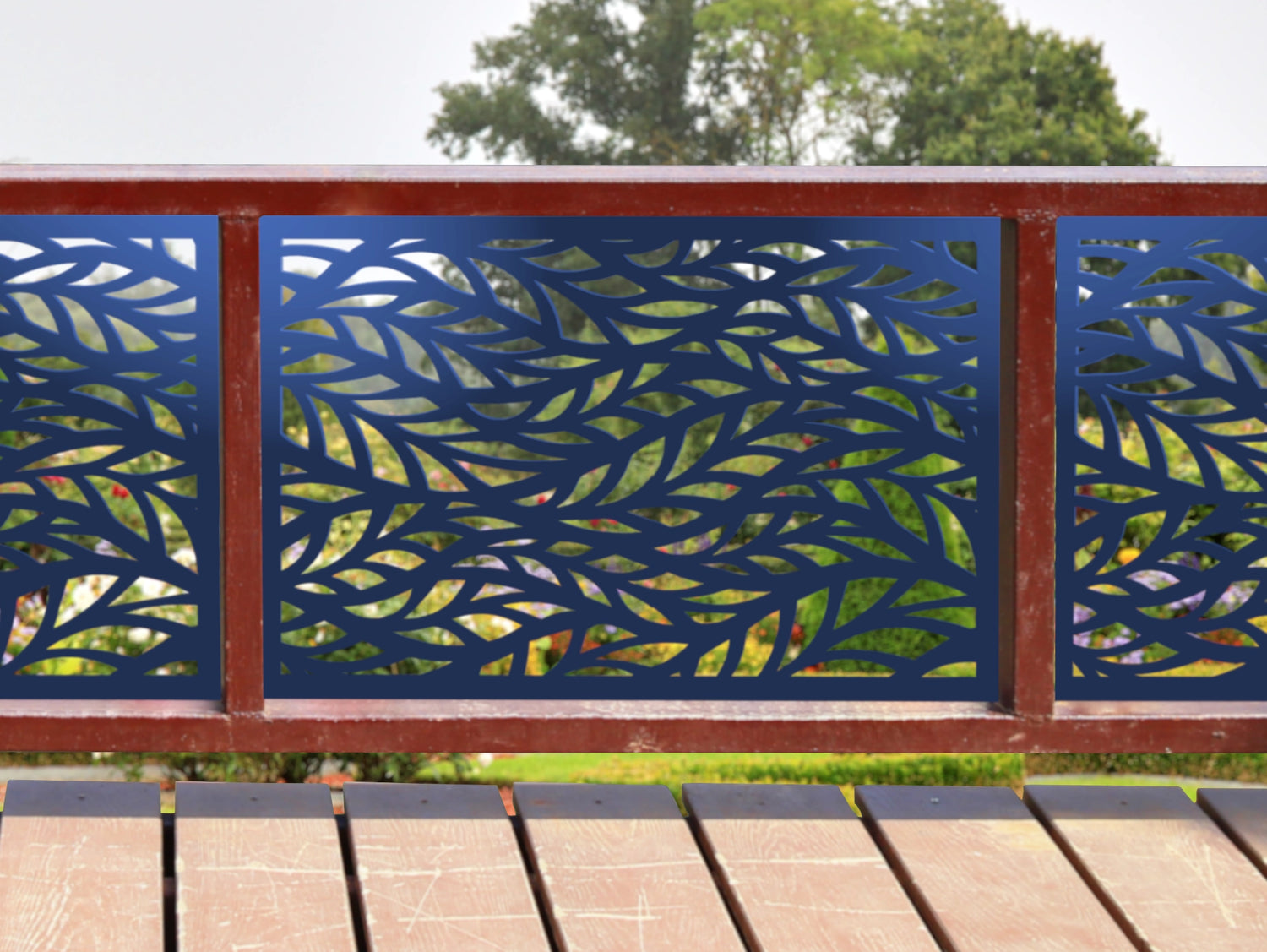 80"x30" - Willow Leaves Fence/Gate Panel Insert - Madison Iron and Wood