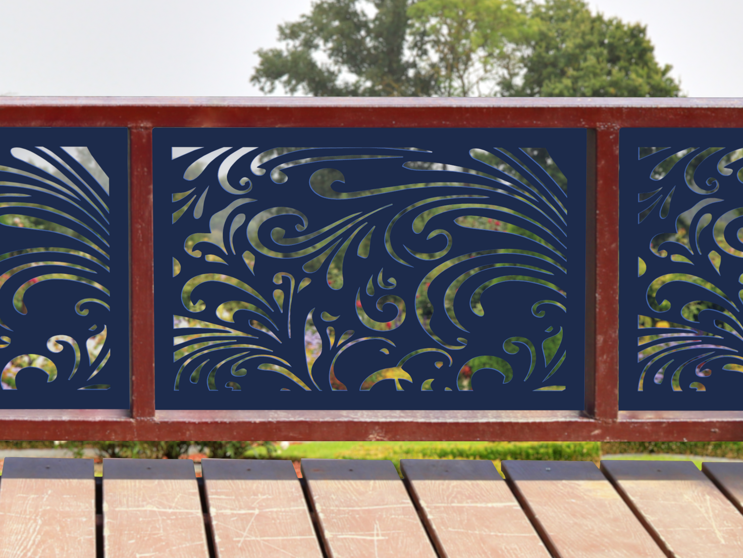 80"x30" - Elegant Scroll Design Fence/Gate Panel Insert - Madison Iron and Wood