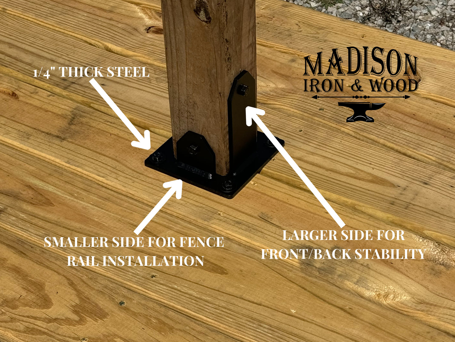 Heavy Duty Post Base Foot Bracket - Madison Iron and Wood