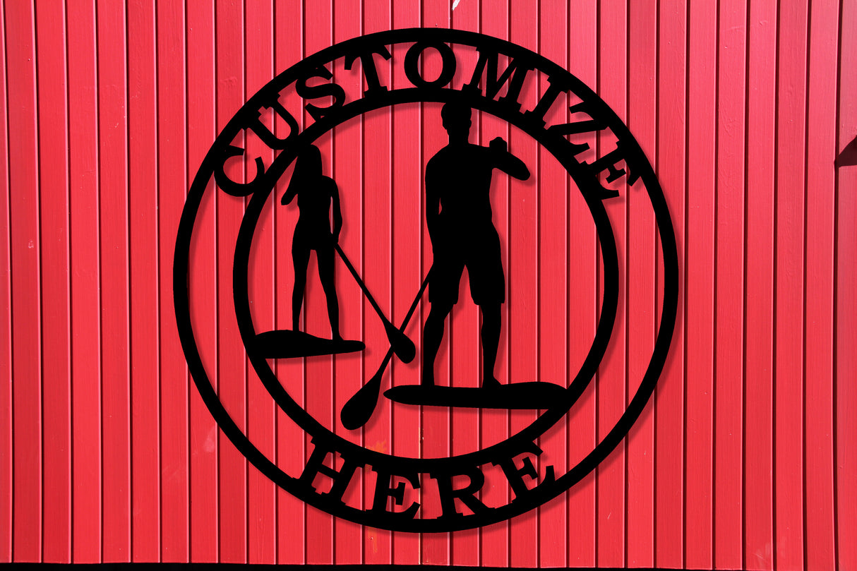 Paddle Board Personalized Metal Sign -  Two Lines - Madison Iron and Wood
