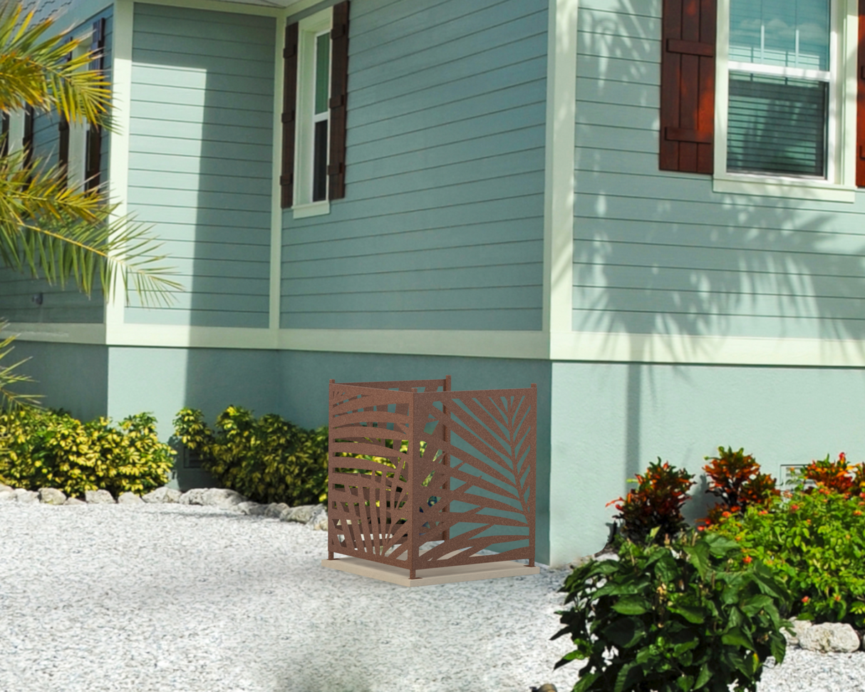 Palm Leaves Design AC Unit Cover - Multiple Sizes - Madison Iron and Wood