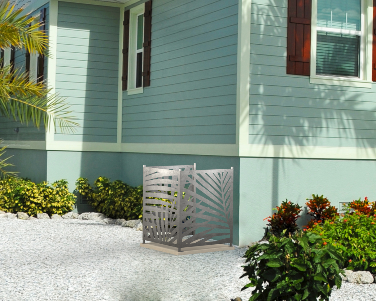 Palm Leaves Design AC Unit Cover - Multiple Sizes - Madison Iron and Wood