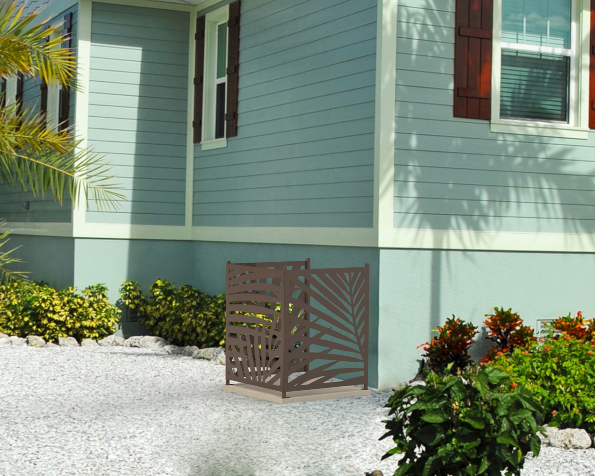 Palm Leaves Design AC Unit Cover - Multiple Sizes - Madison Iron and Wood