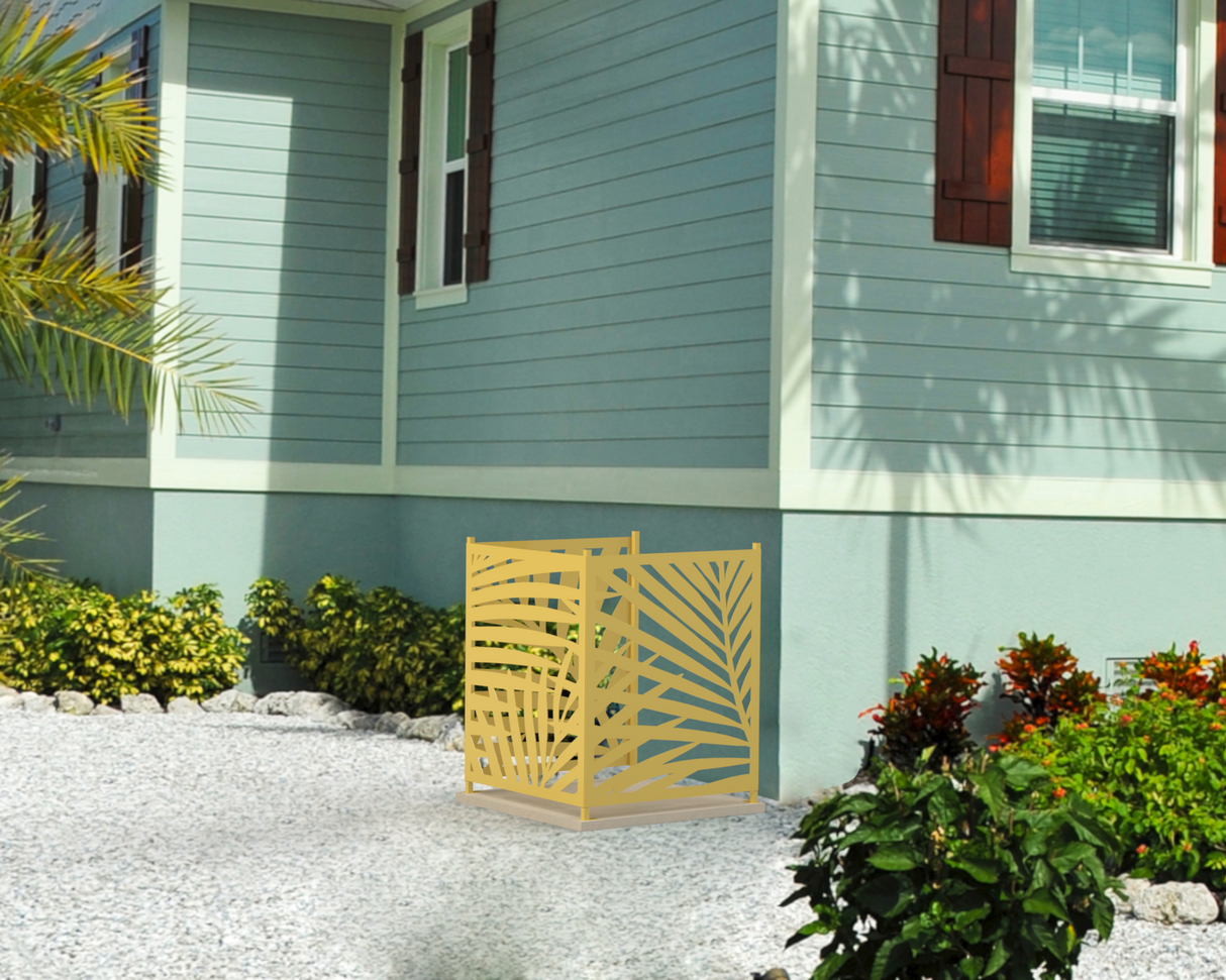 Palm Leaves Design AC Unit Cover - Multiple Sizes - Madison Iron and Wood