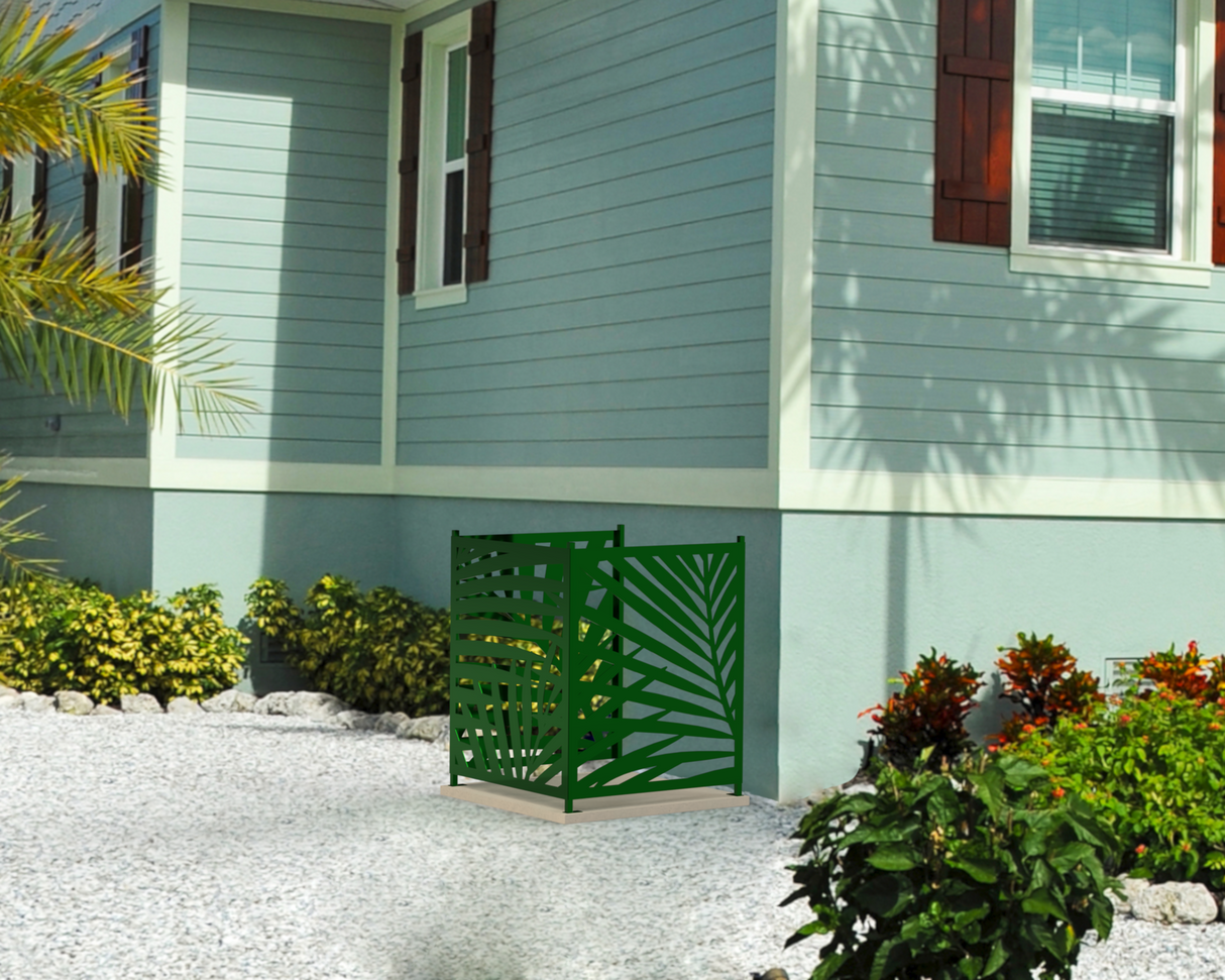 Palm Leaves Design AC Unit Cover - Multiple Sizes - Madison Iron and Wood