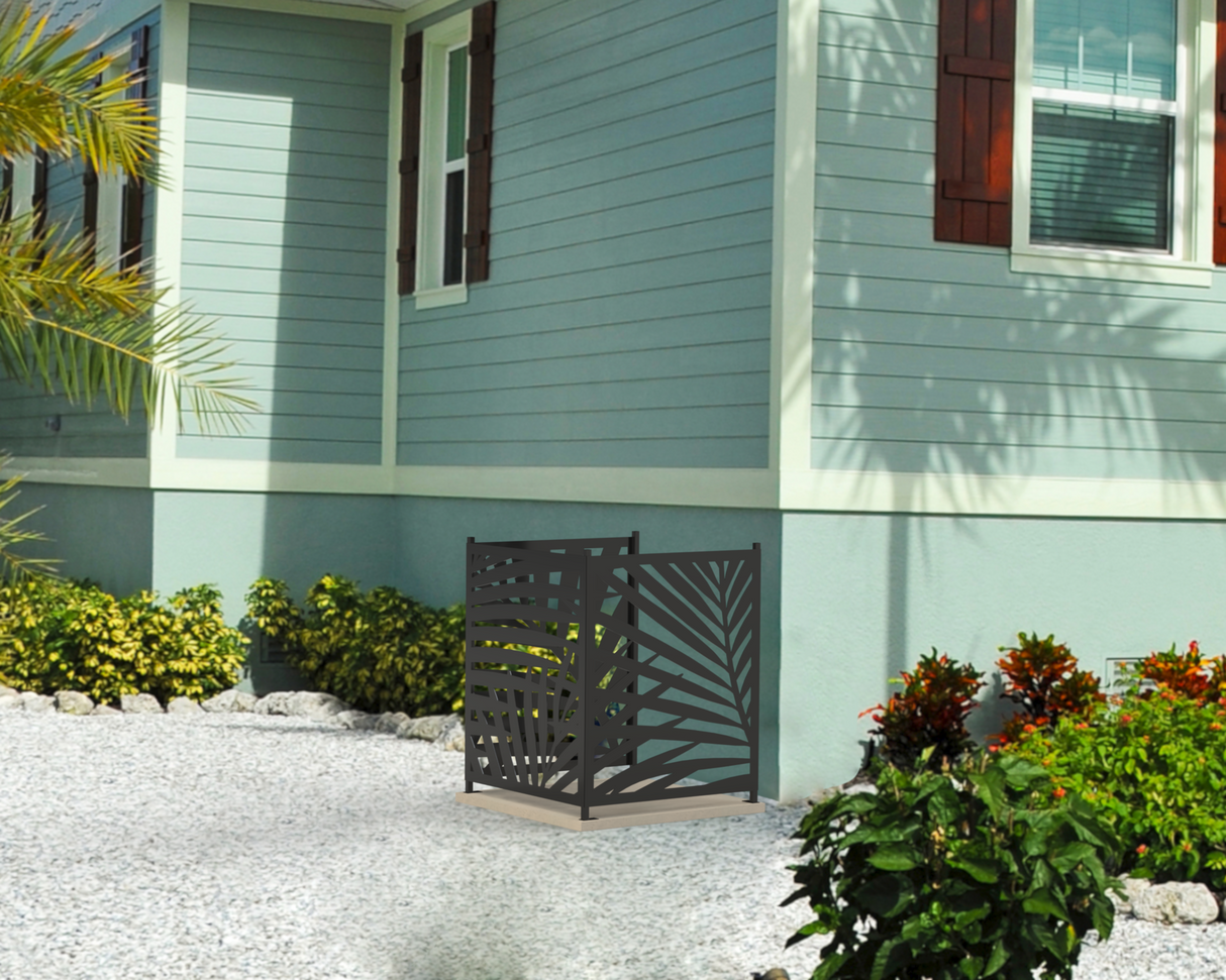 Palm Leaves Design AC Unit Cover - Multiple Sizes - Madison Iron and Wood