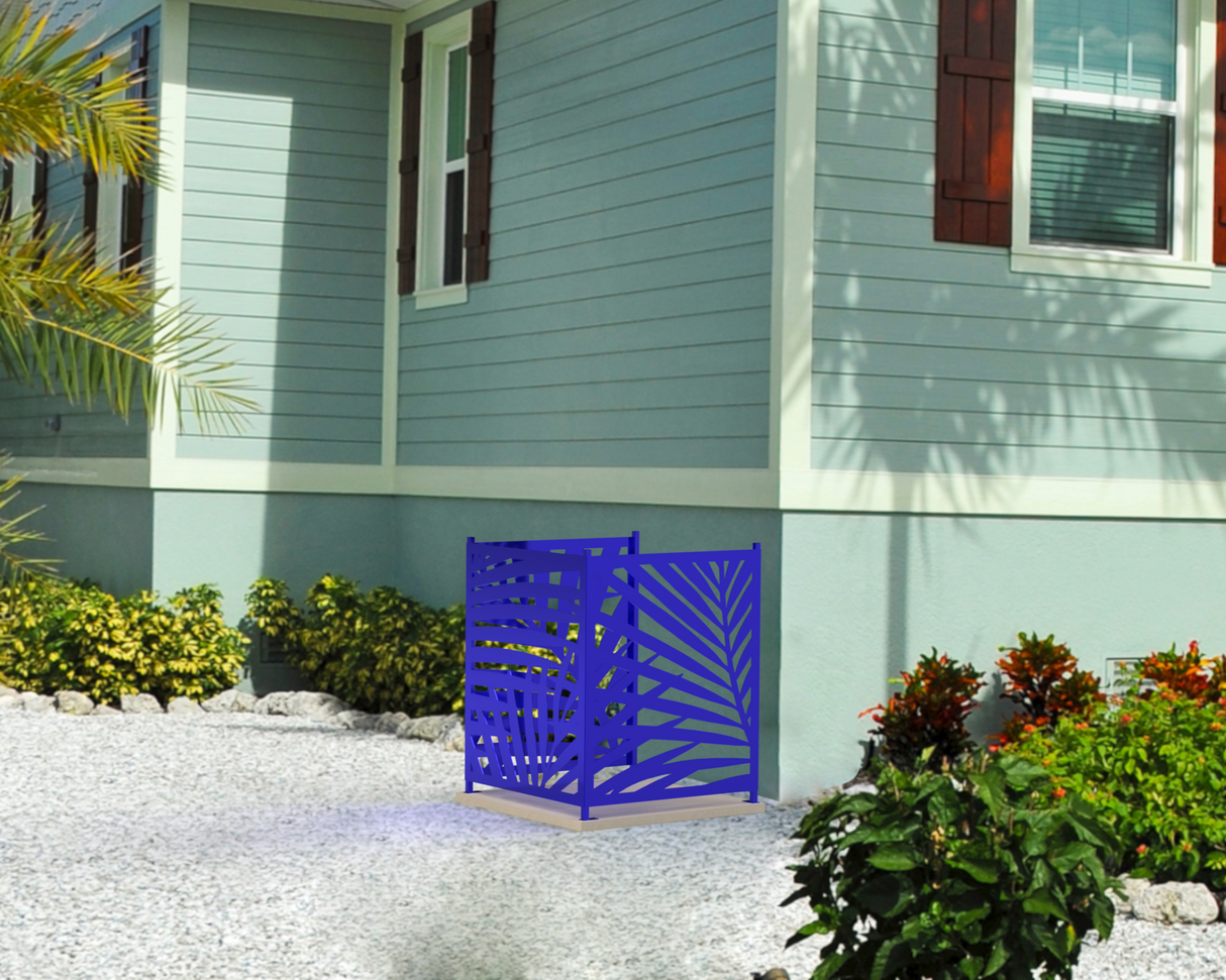 Palm Leaves Design AC Unit Cover - Multiple Sizes - Madison Iron and Wood