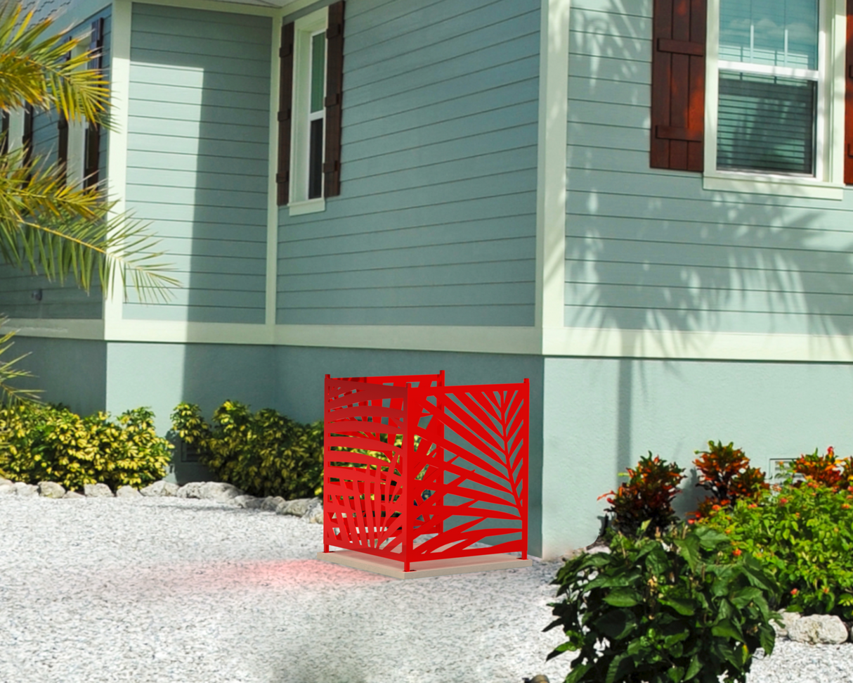 Palm Leaves Design AC Unit Cover - Multiple Sizes - Madison Iron and Wood