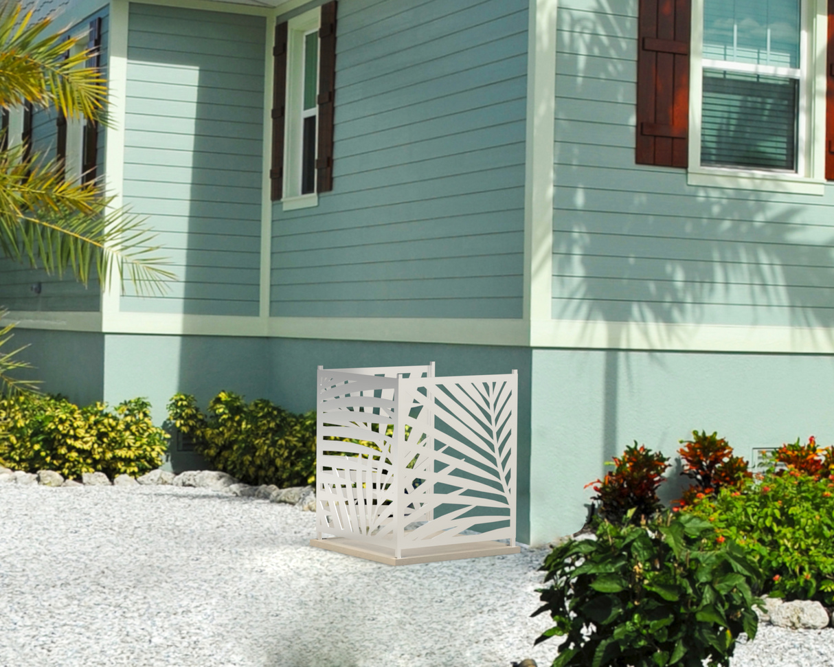 Palm Leaves Design AC Unit Cover - Multiple Sizes - Madison Iron and Wood