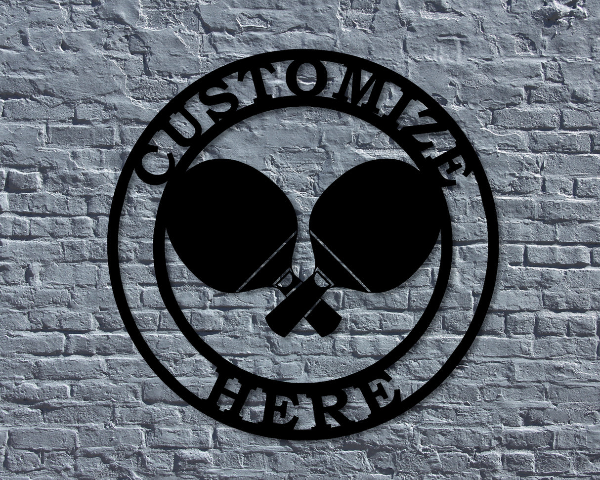 Ping Pong Personalized Metal Sign - Two Lines - Madison Iron and Wood