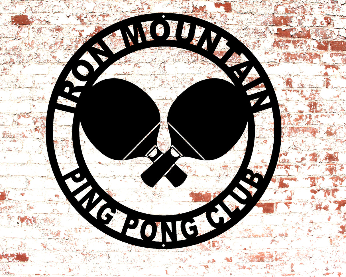 Ping Pong Personalized Metal Sign - Two Lines - Madison Iron and Wood