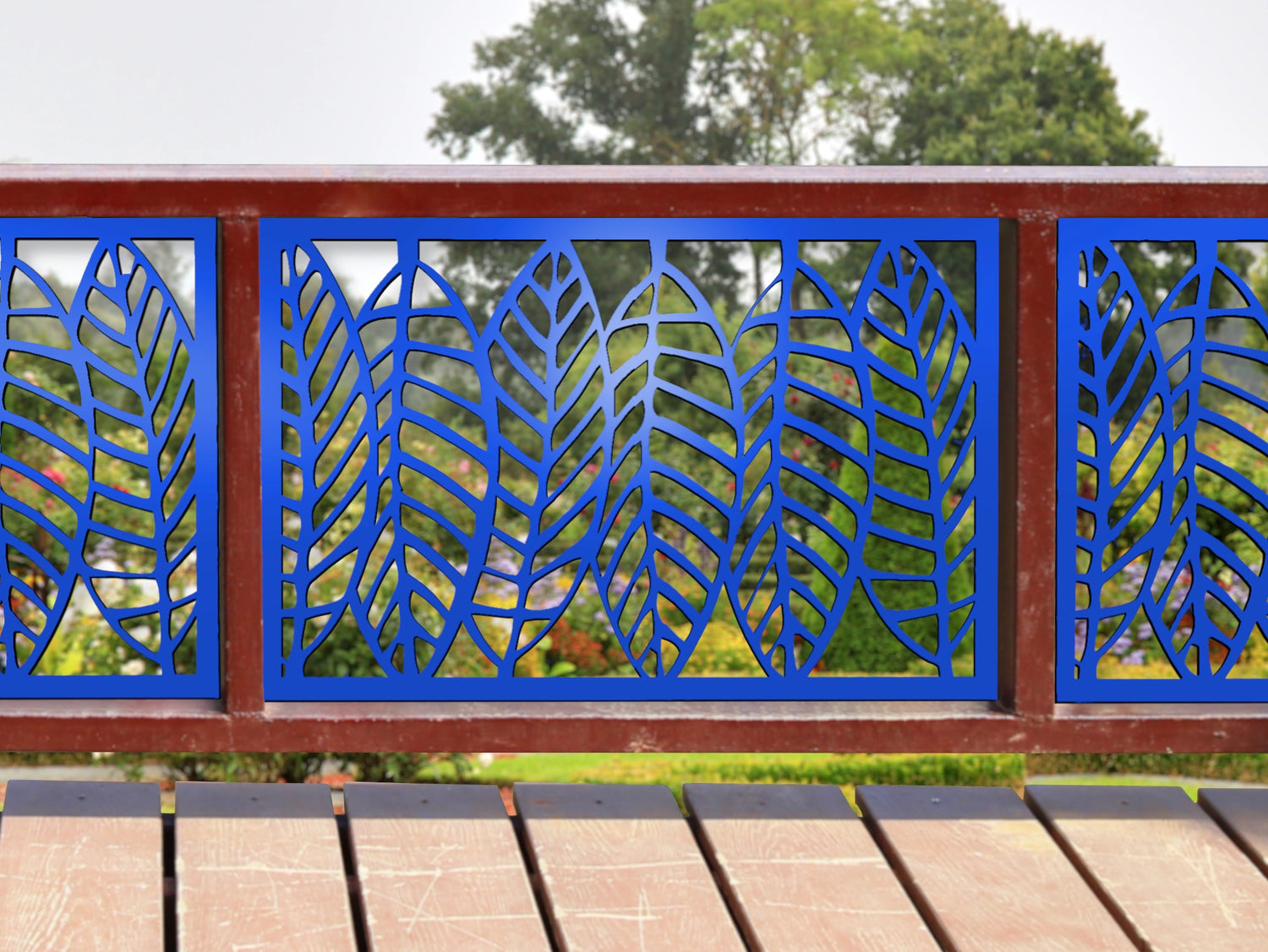 80"x30" - Modern Style Leaves Fence/Gate Panel Insert - Madison Iron and Wood