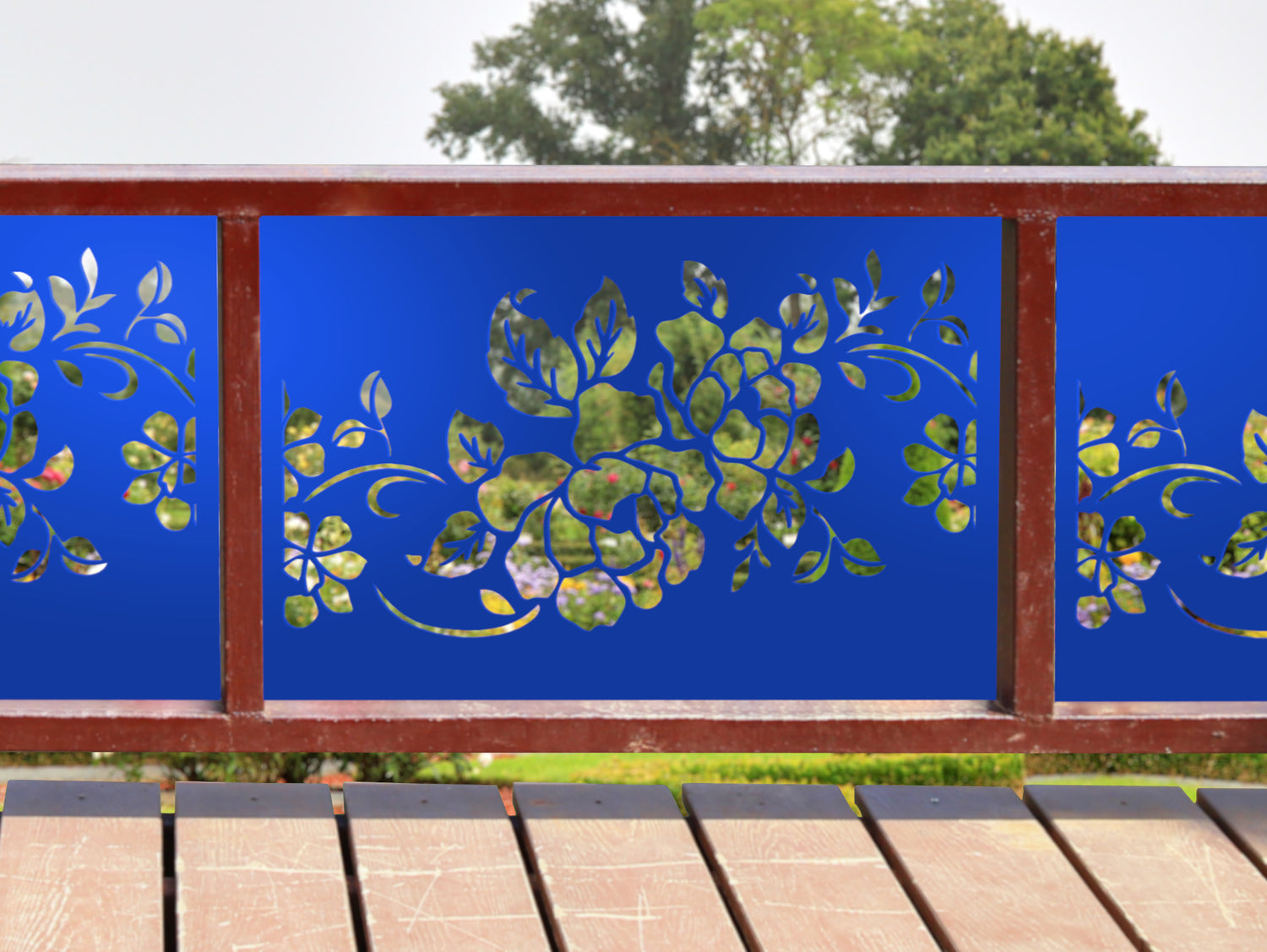 80"x30" - Floral Design Metal Fence/Gate Panel Insert - Madison Iron and Wood