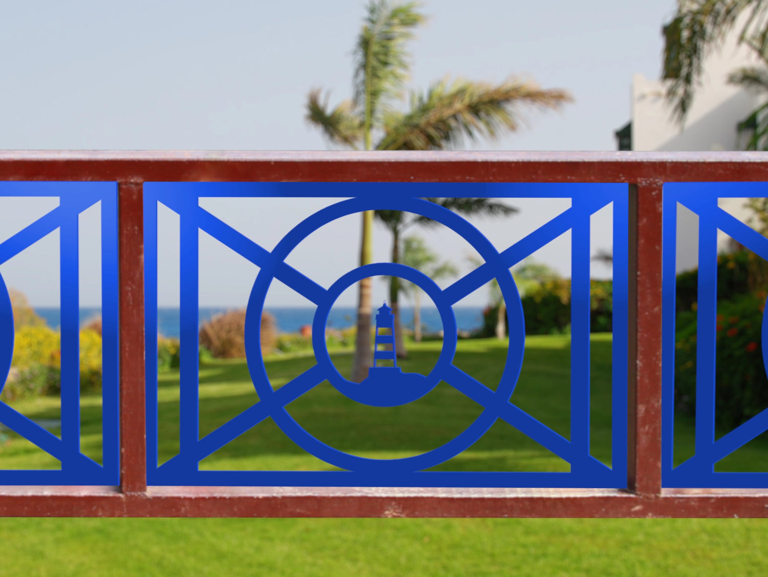 80"x30" - Nautical Lighthouse Design Fence/Gate Panel Insert - Madison Iron and Wood