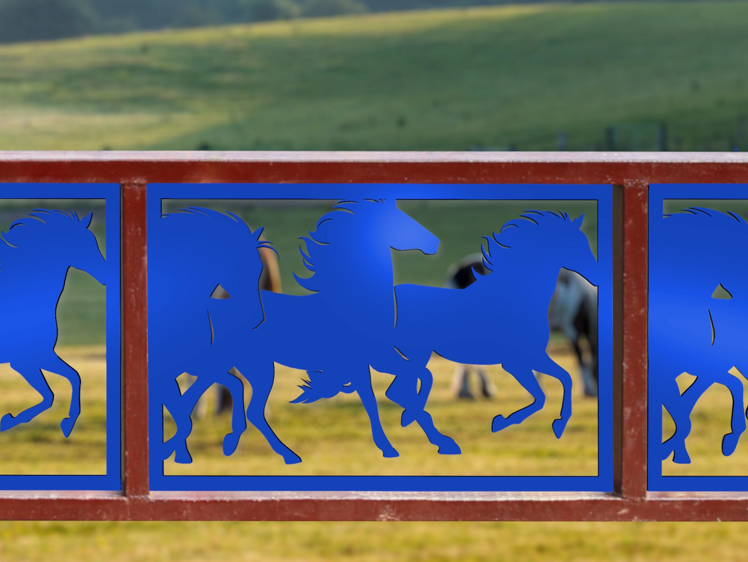 80"x30" - Horses Running Fence/Gate Panel Insert - Madison Iron and Wood