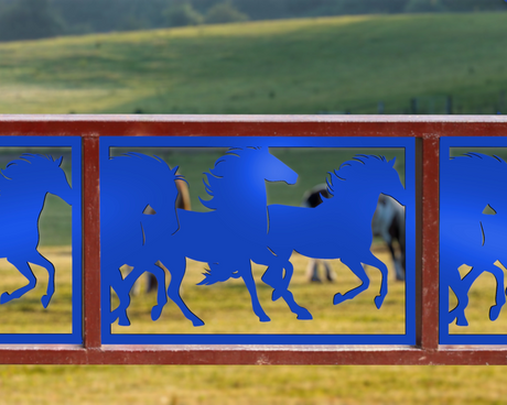 80"x30" - Horses Running Fence/Gate Panel Insert - Madison Iron and Wood