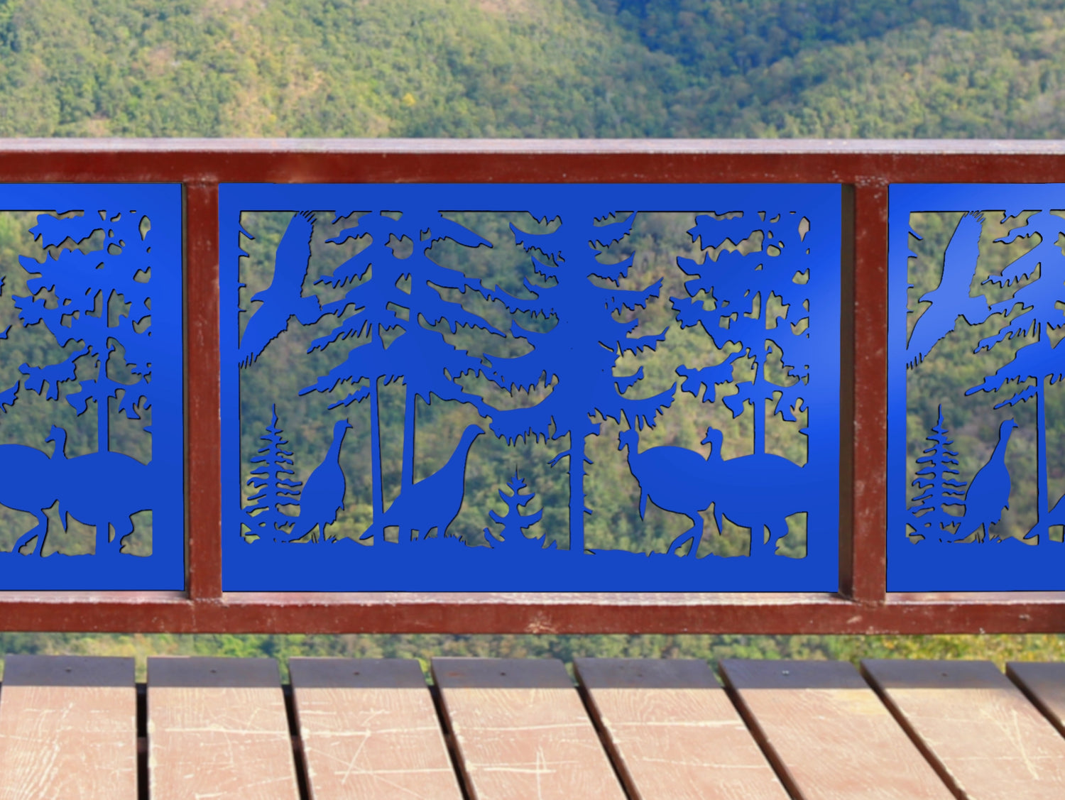 80"x30" - Turkey Scene Fence/Gate Panel Insert - Madison Iron and Wood