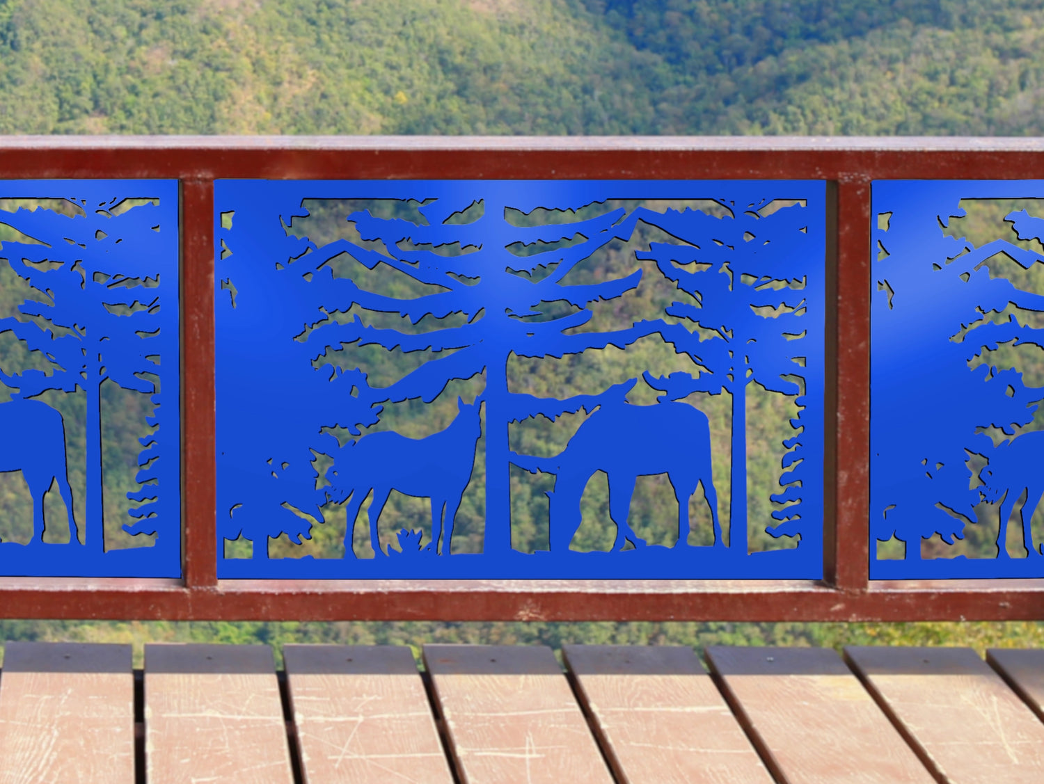 80"x30" - Horses Landscape Fence/Gate Panel Insert - Madison Iron and Wood