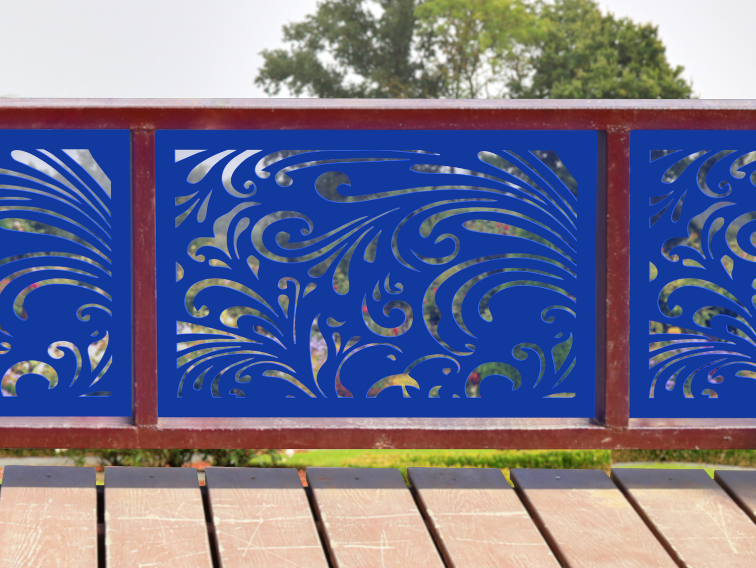 80"x30" - Elegant Scroll Design Fence/Gate Panel Insert - Madison Iron and Wood