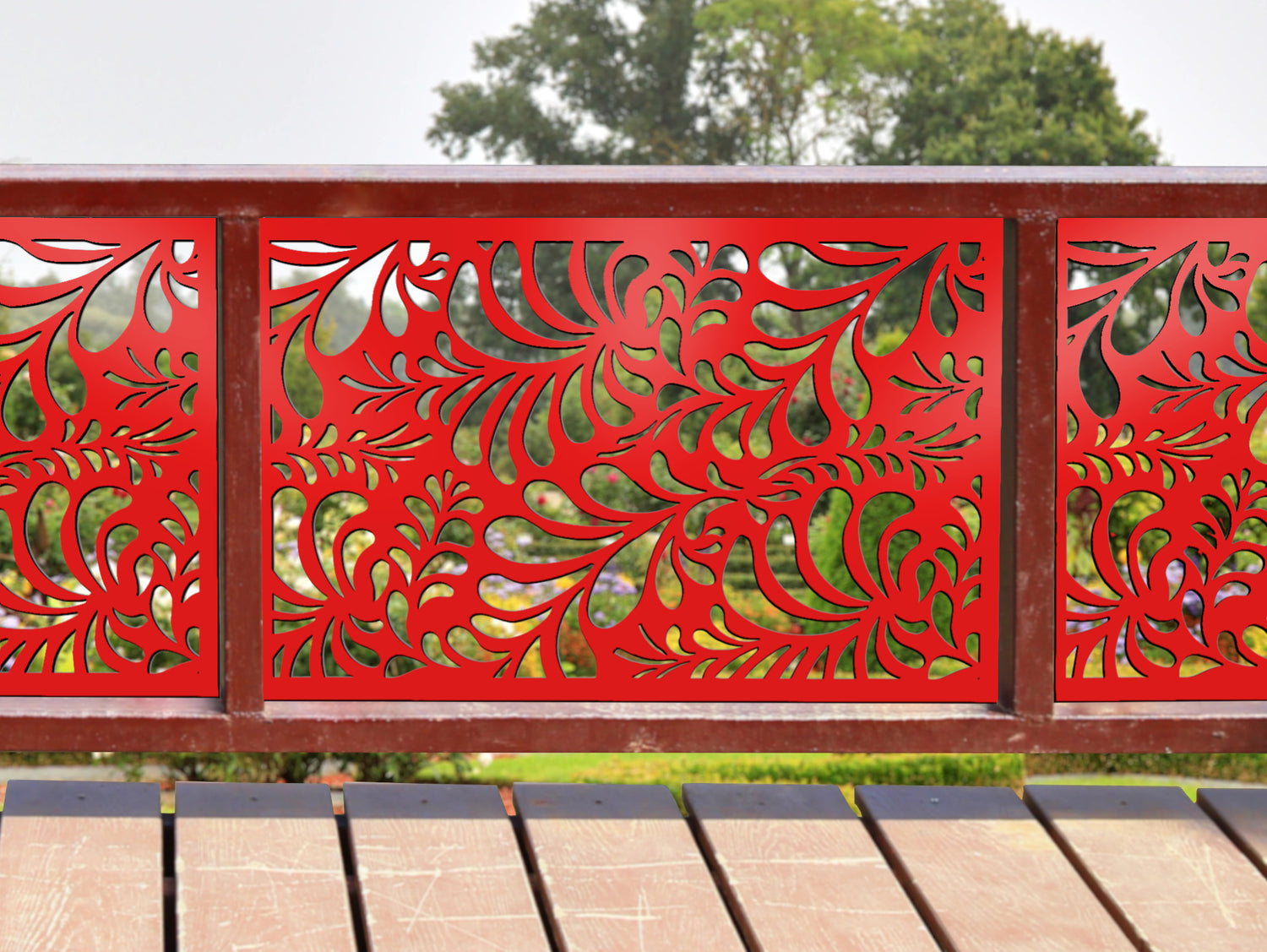 80"x30" - Budding Leaf Pattern Fence/Gate Panel Insert - Madison Iron and Wood