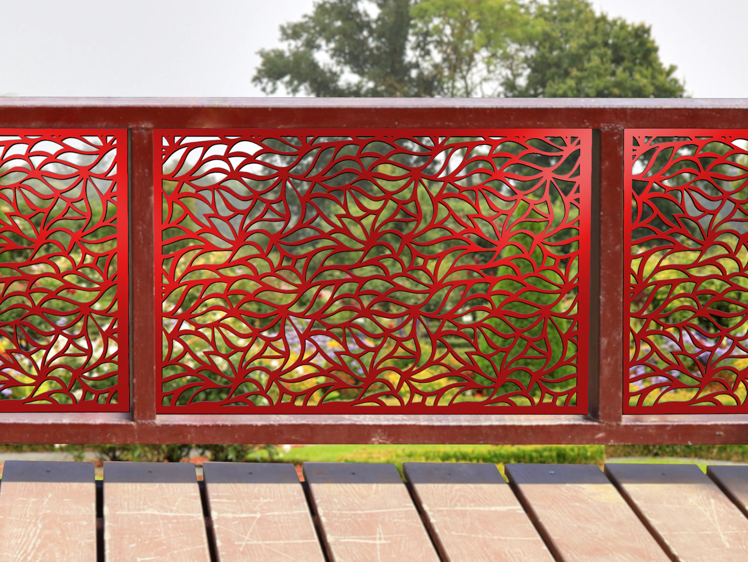 80"x30" - Garden Leaves Fence/Gate Panel Insert - Madison Iron and Wood