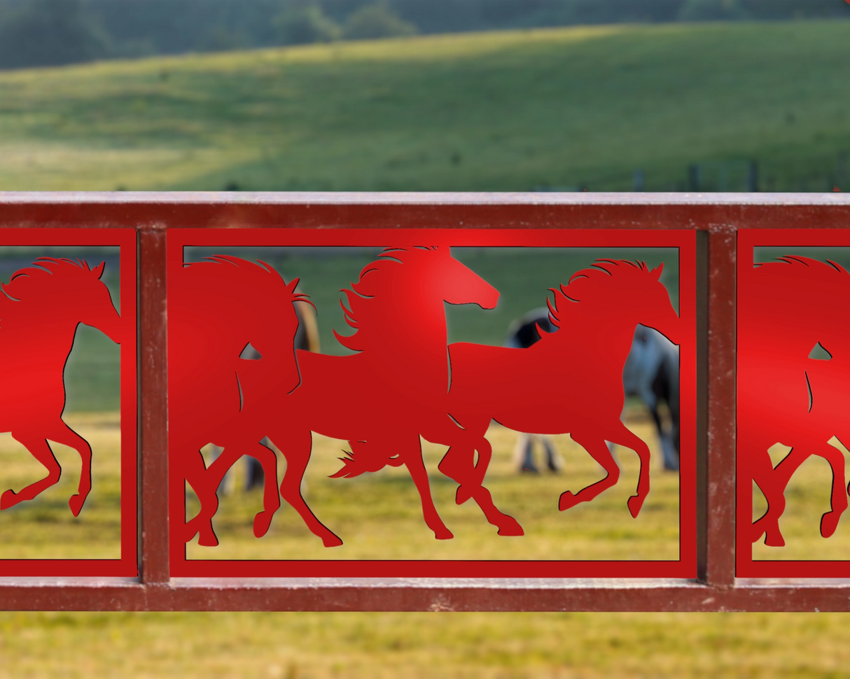 80"x30" - Horses Running Fence/Gate Panel Insert - Madison Iron and Wood