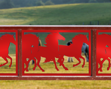80"x30" - Horses Running Fence/Gate Panel Insert - Madison Iron and Wood