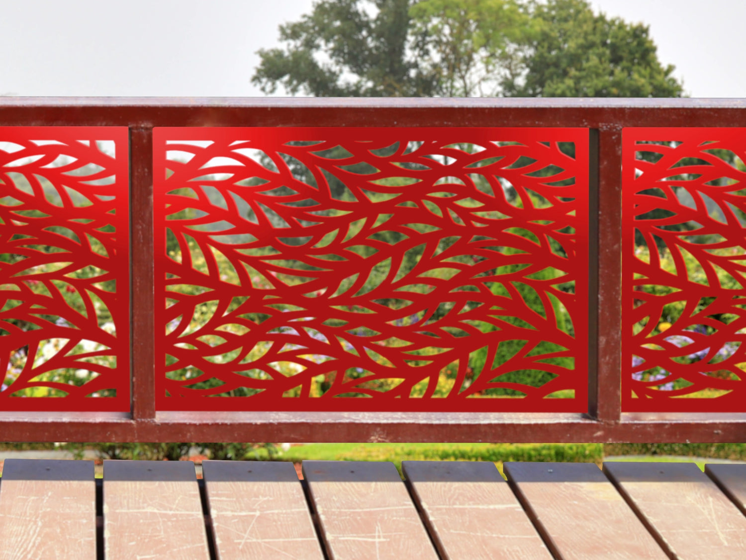 80"x30" - Willow Leaves Fence/Gate Panel Insert - Madison Iron and Wood