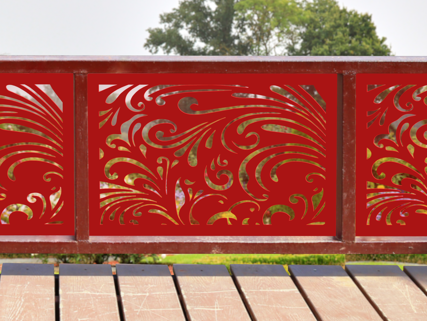 80"x30" - Elegant Scroll Design Fence/Gate Panel Insert - Madison Iron and Wood
