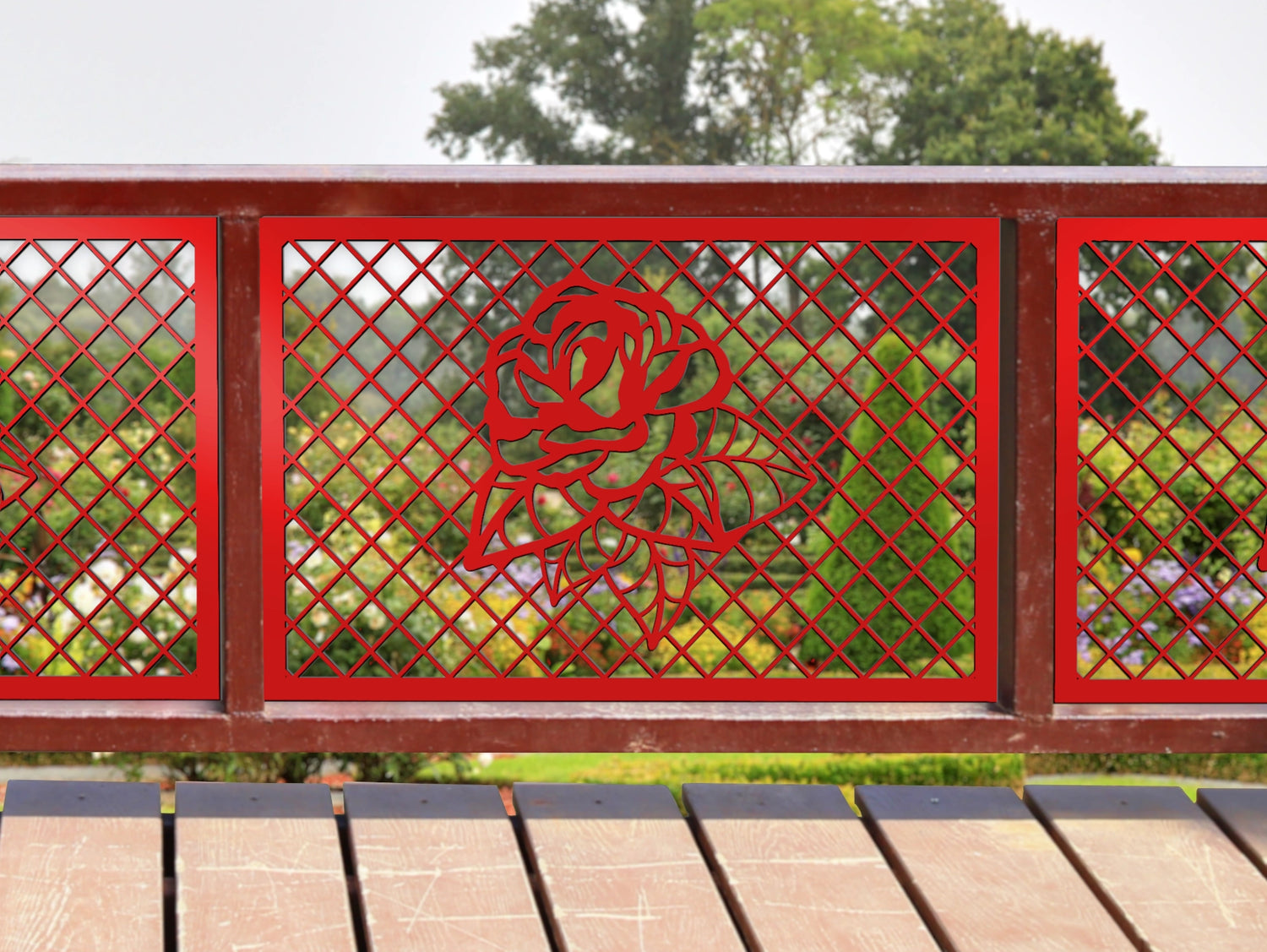 80"x30" - Rose Fence/Gate Panel Insert - Madison Iron and Wood