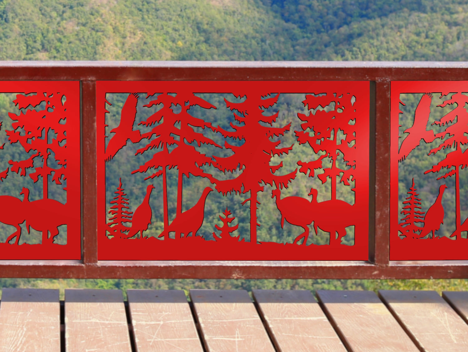 80"x30" - Turkey Scene Fence/Gate Panel Insert - Madison Iron and Wood
